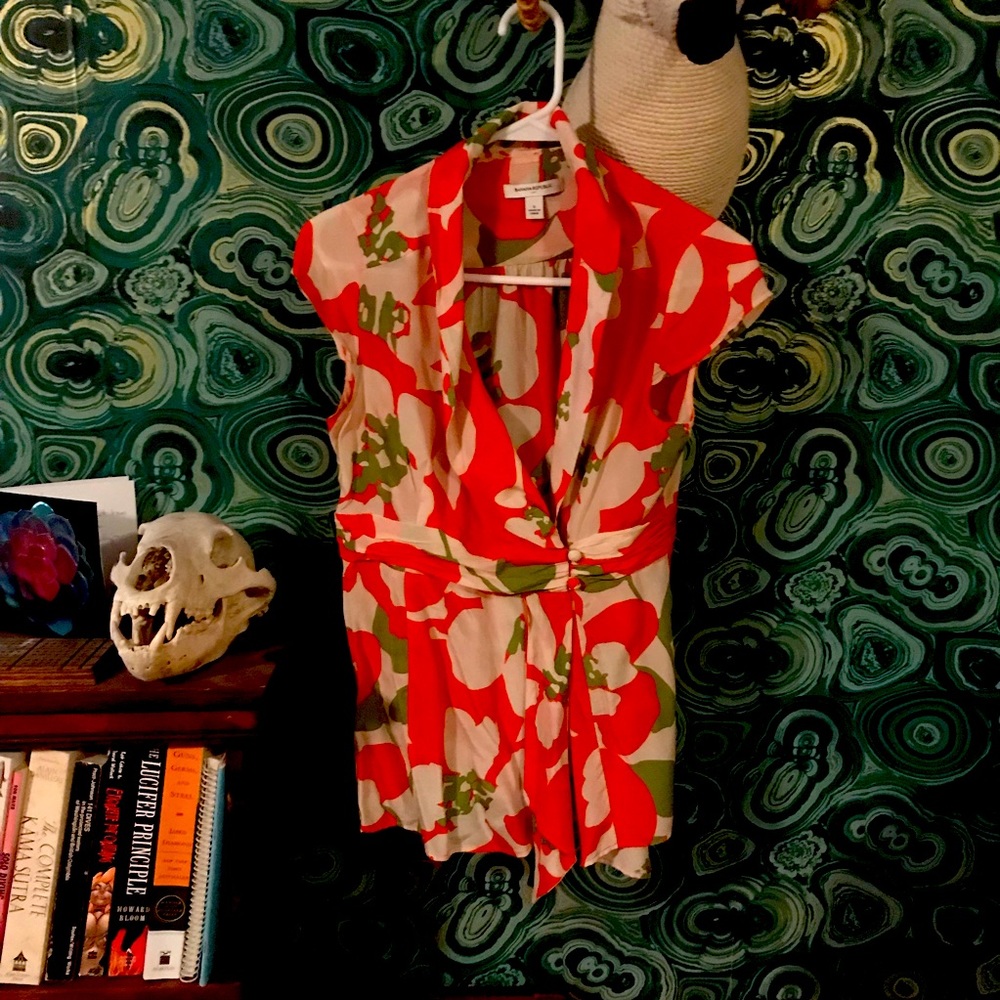 Summer silk floral top
